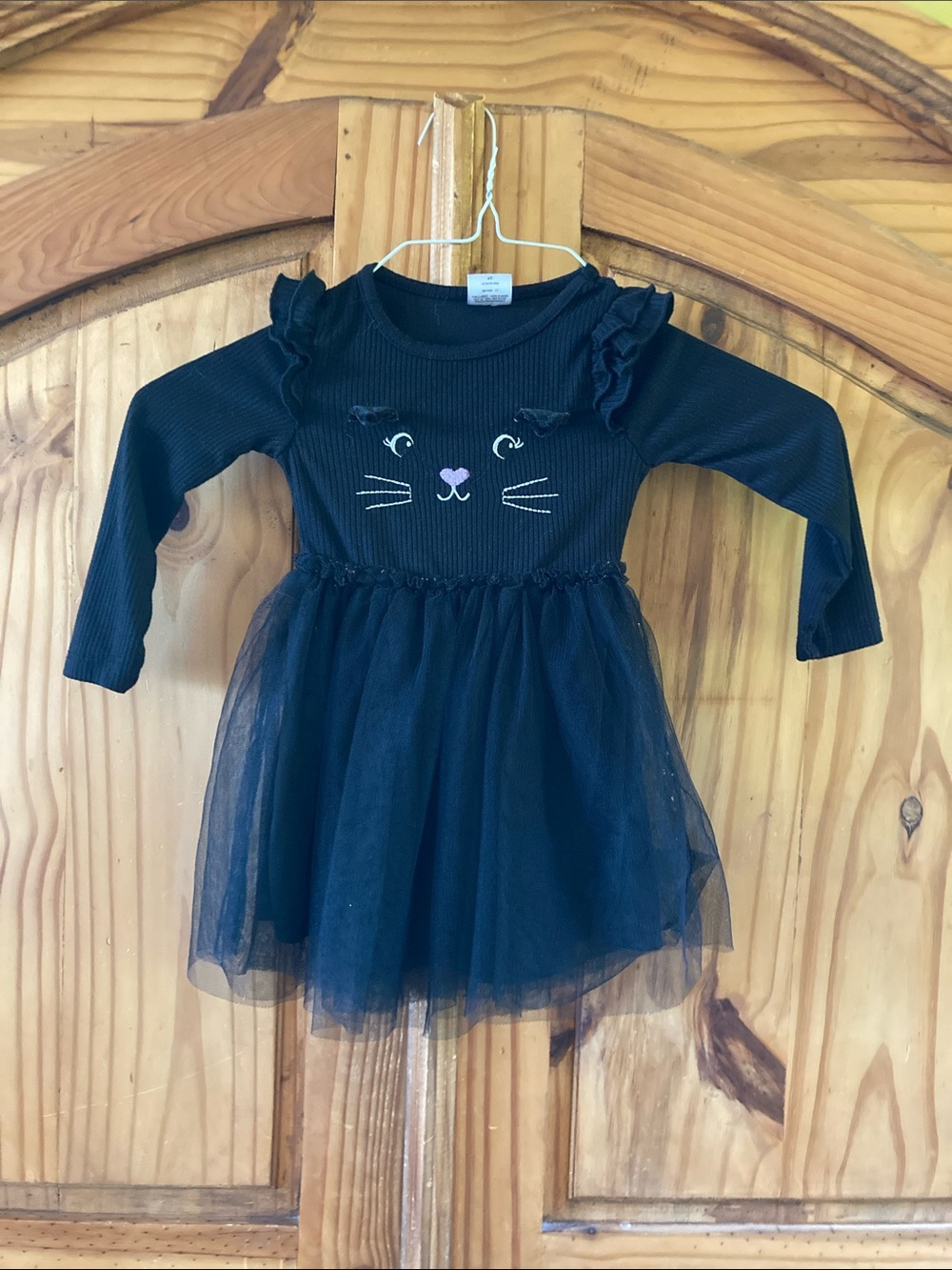 Girls Halloween black purple lace cat long sleeve dress size 2T